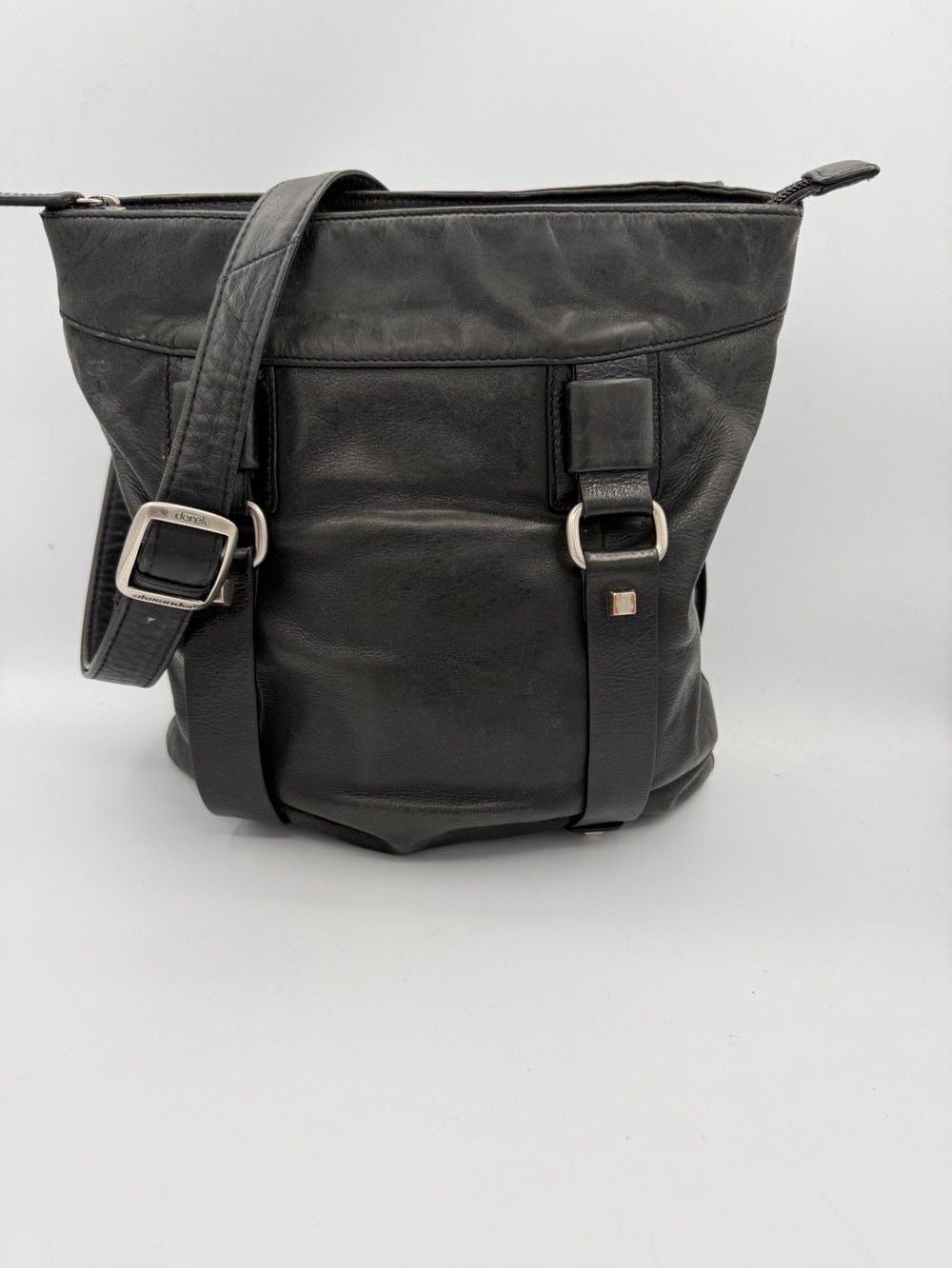 Derek Alexander Black Leather Crossbody Tote Bag Organizer Bag